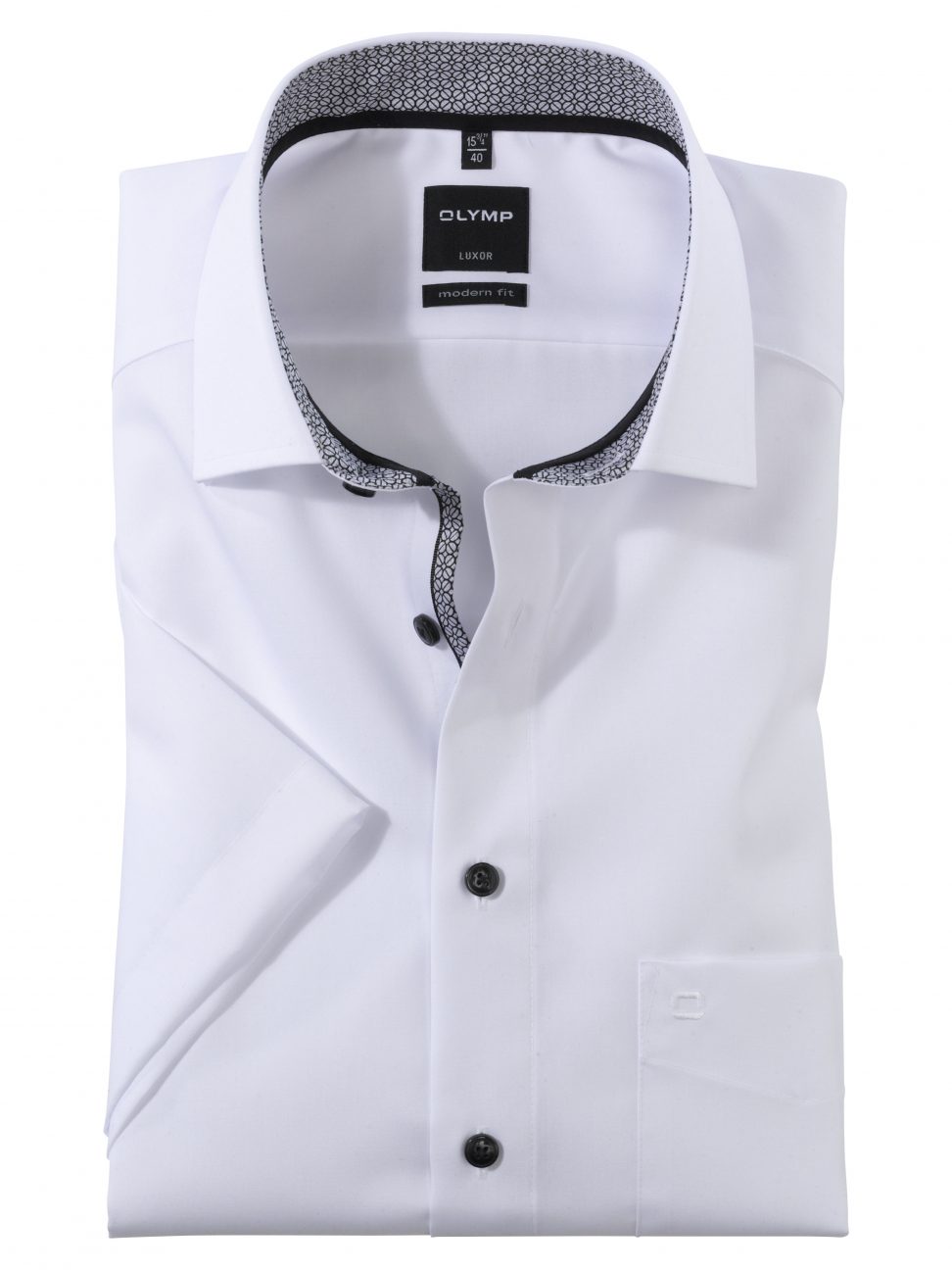Koszula OLYMP Luxor, modern fit, krótki rękaw/biała/  Global Kent /  07431267
