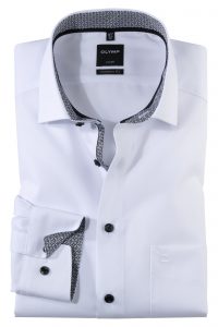 Koszula OLYMP Luxor, modern fit,  biała / Global Kent /  07436967 wzrost 188/194