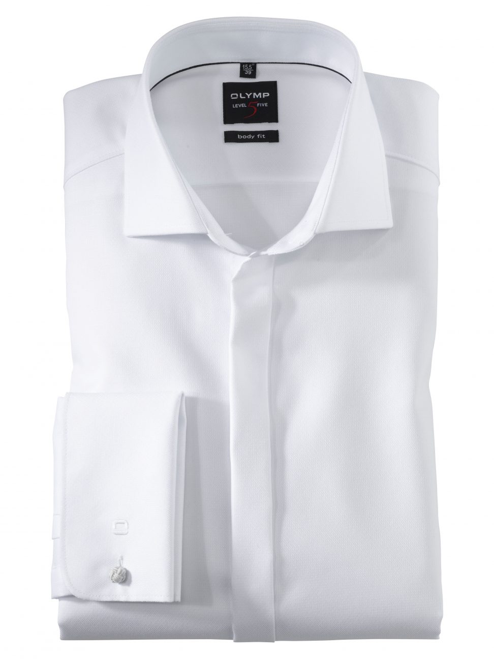 Koszula OLYMP Level Five body fit / biała/ Royal Kent /mankiety na spinki / 07686500