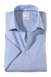 Koszula OLYMP Luxor comfort fit / krateczka błękitna /New Kent / 31901211 krótki rękaw
