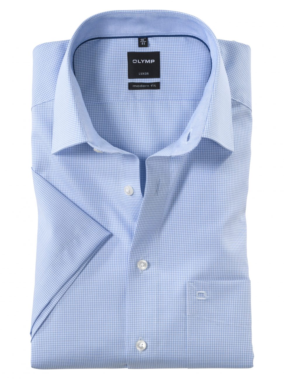 Koszula OLYMP Luxor, modern fit, błękitna kratka / New Kent / 33901211 krótki rękaw