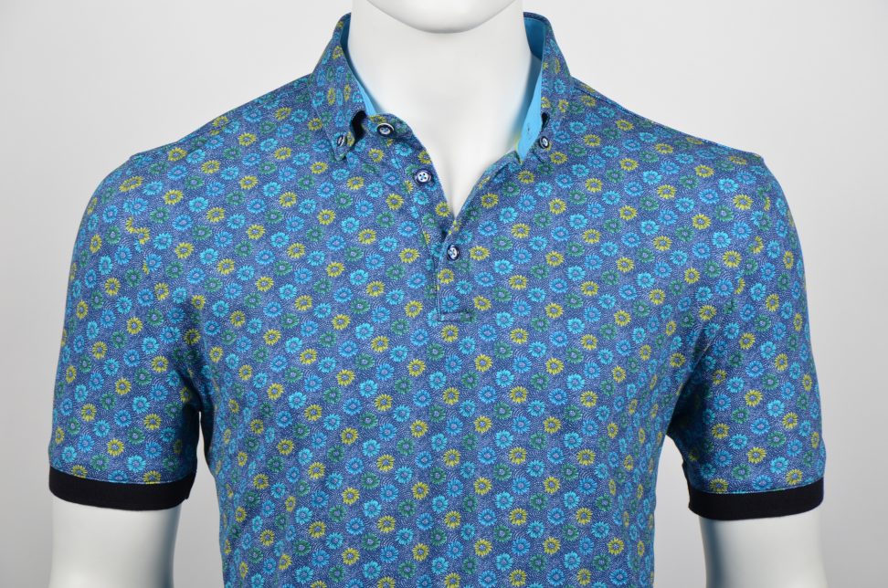 Culture polo shirt/ modern fit 215276/37 skw niebieskie żółte kwiatki