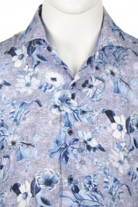 Koszula Eden Valley / Modern fit / 215693/36 skw / niebieskie kwiaty LEN