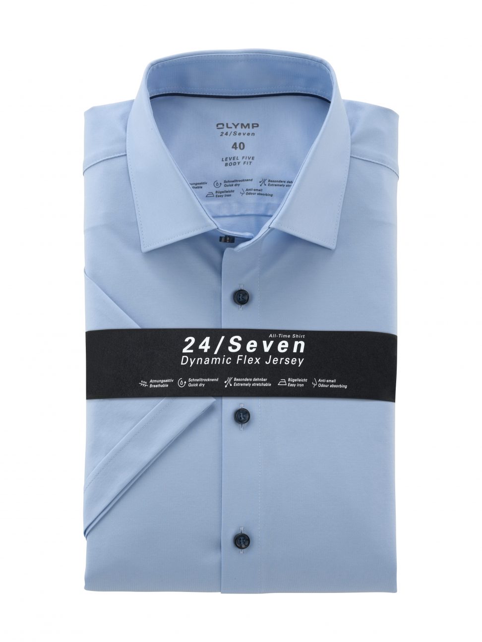 Koszula OLYMP Level Five 24/Seven body fit/ Light Blue / New York Kent / 20086210 krótki rękaw