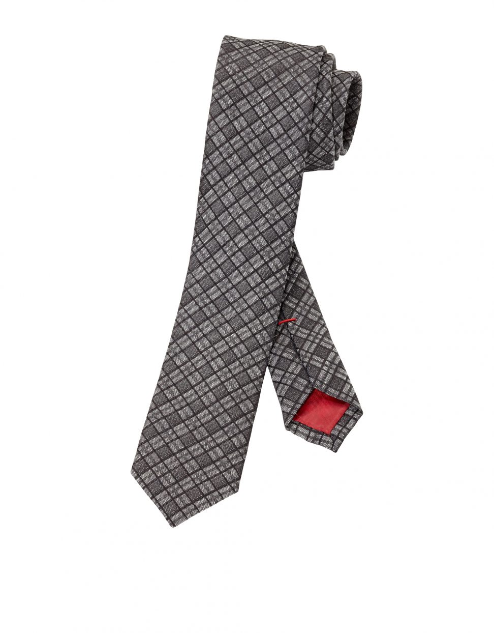 OLYMP krawat Jedwabny grafitowy w kratkę /17043069  ( 5 cm )