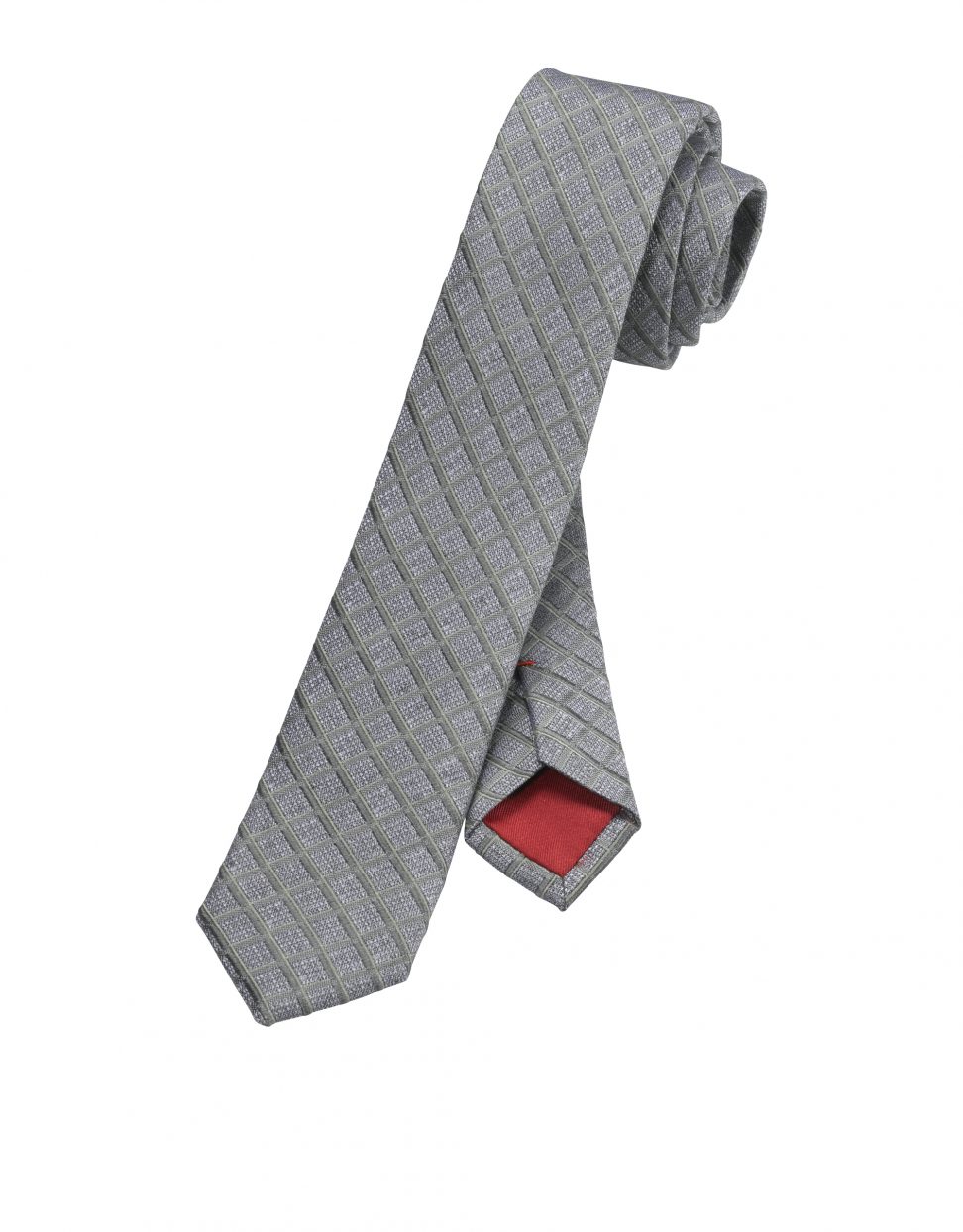 OLYMP krawat super slim  szary -w kratkę 17393025 5cm