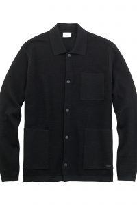 Kardigan OLYMP Level Five Knitwear body fit /Black / Jacket polo collar / 53842668 wełna