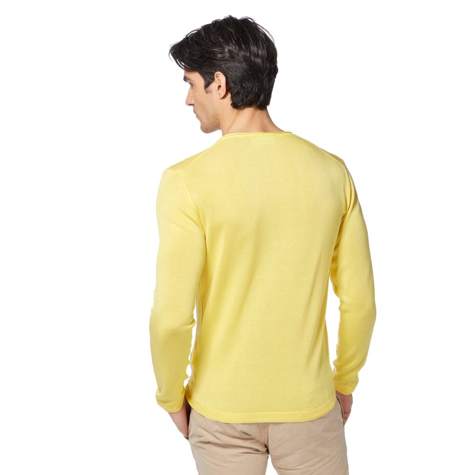 Tom Ripley Sweter z dekoltem V  STEVE T1142/ 402 żółty 100% Merceryzowana bawełna