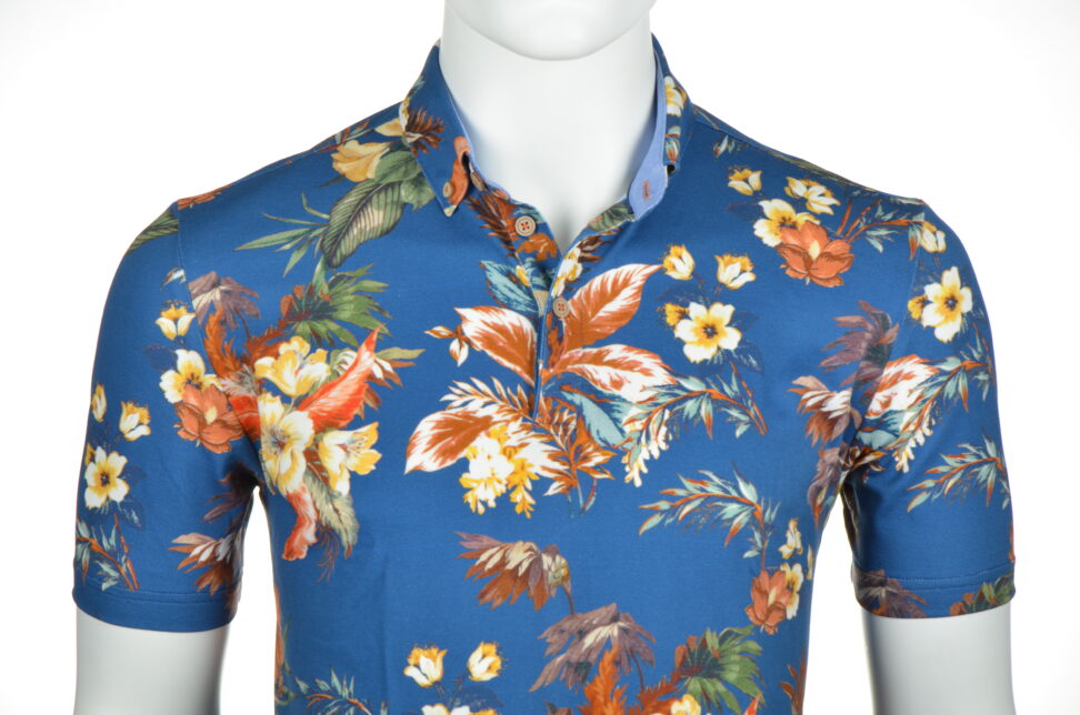 Polo shirt Eden Valley / modern fit 215621/34 niebieska w kwiaty