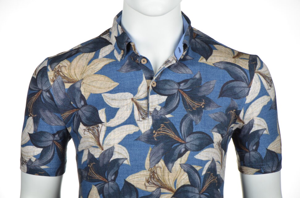 Polo shirt Eden Valley / modern fit 215624/36 niebieska w kwiaty