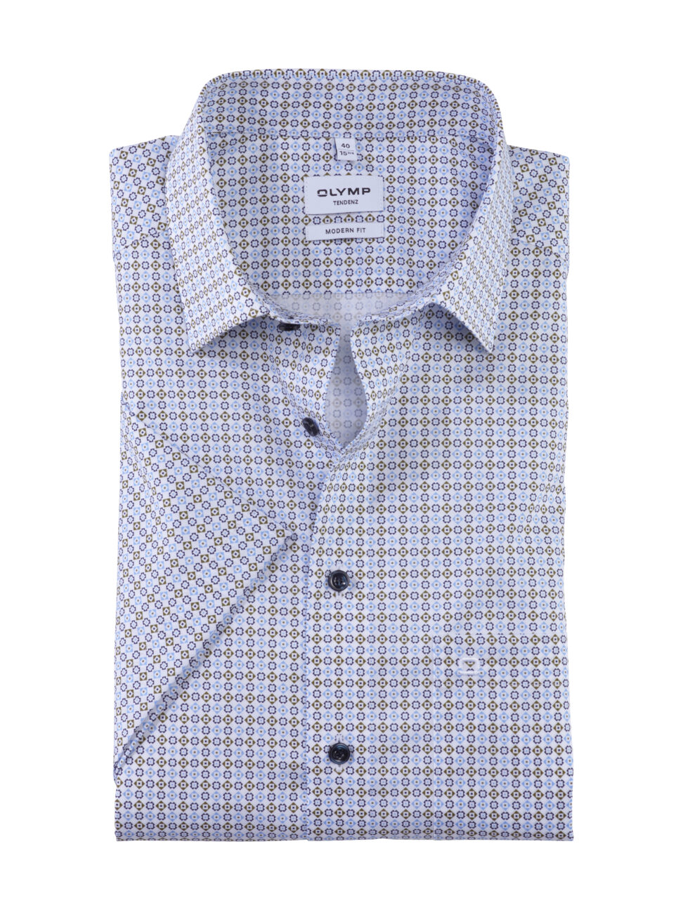 Koszula OLYMP Tendenz, modern fit, Błękitne wzorki / New Kent /  86263246 krótki rękaw