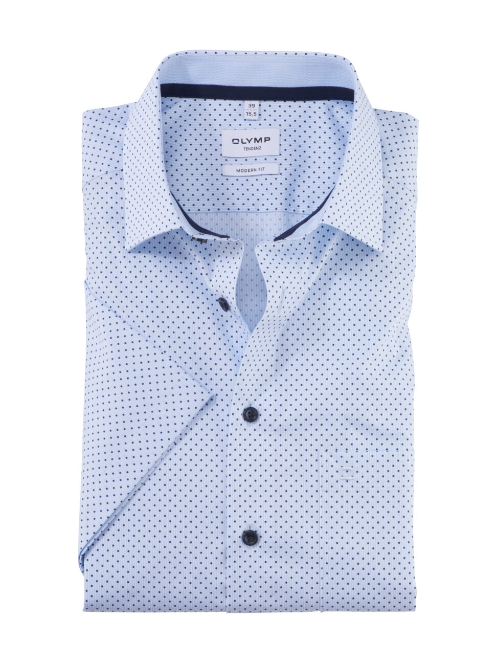 Koszula OLYMP Tendenz, modern fit, Błękitna w kropeczki / New Kent / 86383211 krótki rękaw