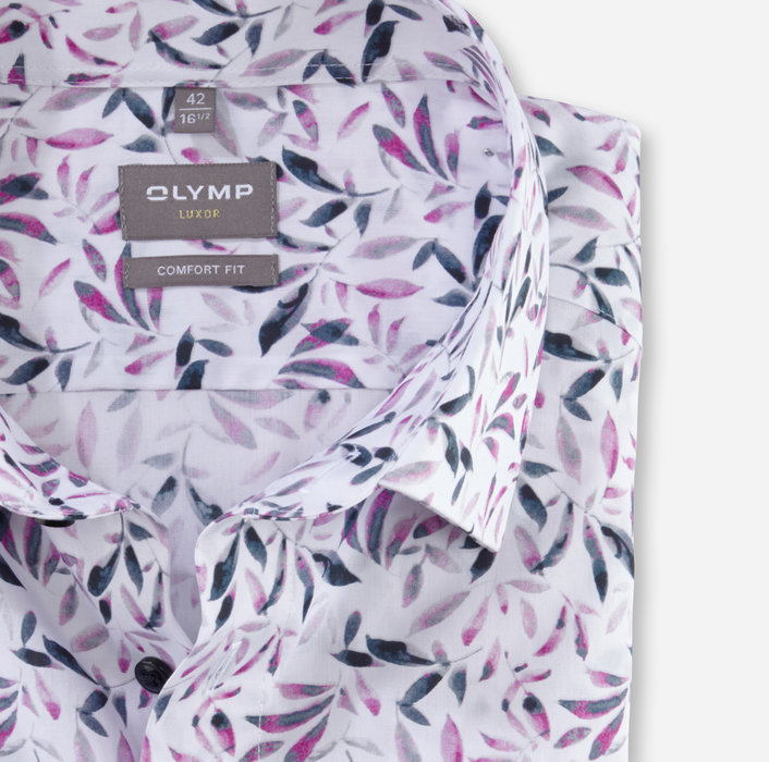 Koszula OLYMP Luxor comfort fit / Różowa dżungla/  New Kent / 10513230 krótki rękaw