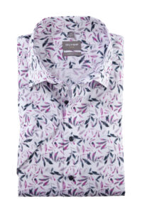Koszula OLYMP Luxor comfort fit / Różowa dżungla/  New Kent / 10513230 krótki rękaw