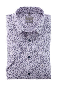 Koszula OLYMP Luxor comfort fit / Różowa we wzorki /  Under button-down / 10573230 krótki rękaw