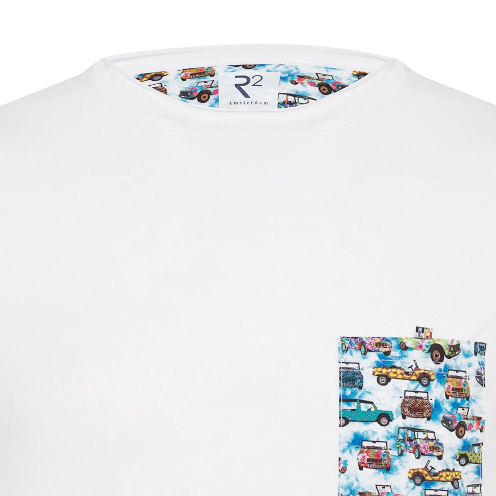 T-shirt R2 Amsterdam Biały z kieszonką 120.TSHIRT.002