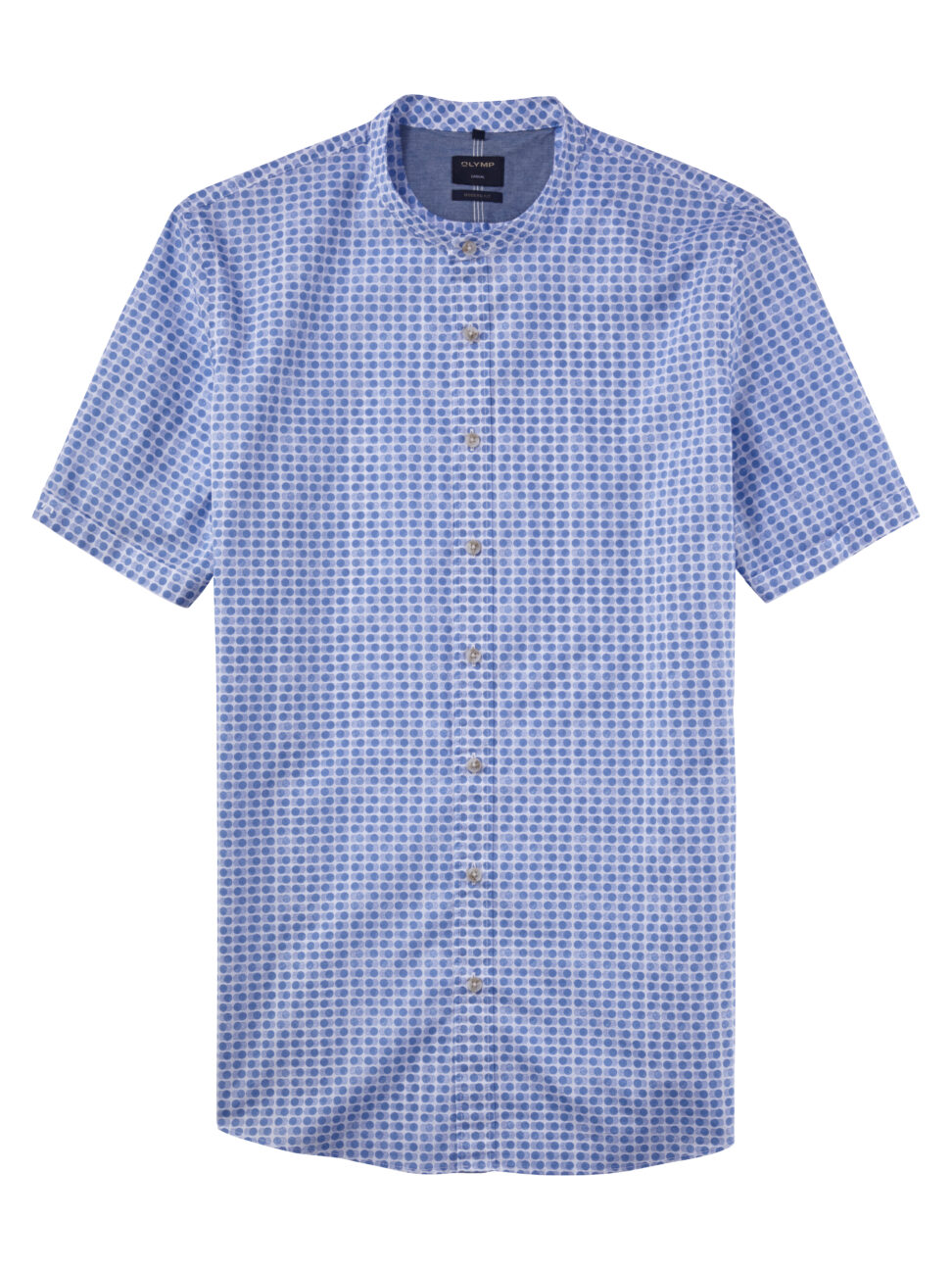 Koszula OLYMP Casual modern fit / Niebieskie kółeczka/ Stand-up collar / 40743211 krótki rękaw