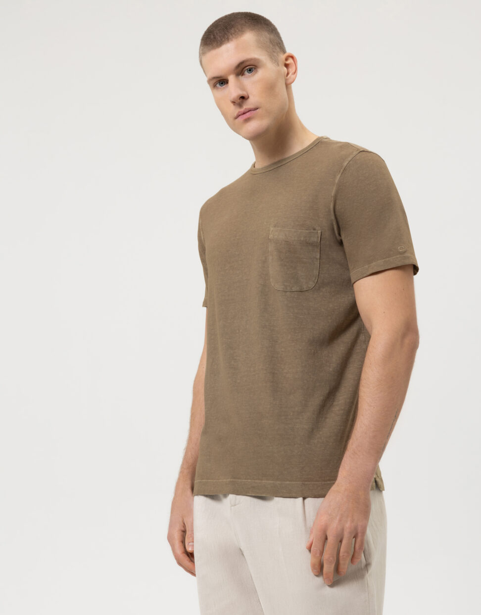 T-Shirt  OLYMP  modern fit z kieszonką / Khaki 56153226