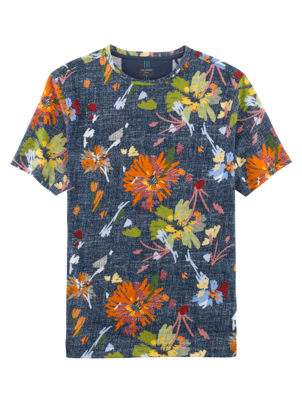 T-Shirt  OLYMP  modern fit/ Granatowa w kwiaty 56163218