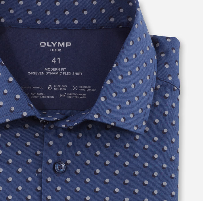Koszula OLYMP Luxor 24/Seven modern fit, Niebieska w kropki / Global Kent /12924422