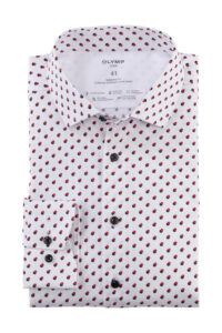 Koszula OLYMP Luxor 24/Seven modern fit, Biała w czerwone kropki / Global Kent /  12924433