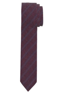 Krawat Jedwabny OLYMP Czerwony w paski /17380035 Superslim 5 cm