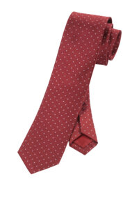 Krawat Jedwabny OLYMP czerwony w kropeczki 17990035 Slim (6,5 cm)