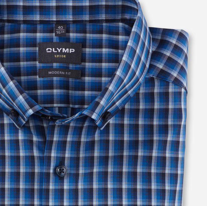 Koszula OLYMP Luxor, modern fit,Niebieska kratka/  Button-down / 12744419