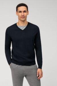 Sweter V-neck Olymp Casual  / Granatowy / 01501018 / 100% Merino wool