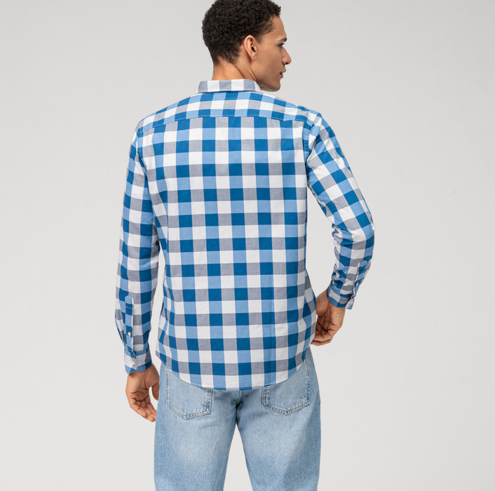Koszula OLYMP Casual regular fit / Niebieska krata/  Button-down / 40404415