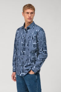 Koszula OLYMP Casual regular fit / Niebieskie tonalne wzory/  Kent / 41124418