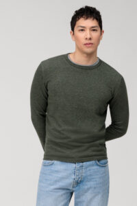 Sweter O-neck  Olymp Casual body fit / Zielony /53558549 / 100% bawełna
