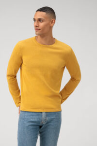 Sweter O-neck  Olymp Casual body fit / Żółty /53558553 / bawełna