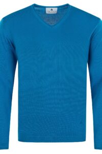 Sweter V-neck Tom Ripley  T1142/ 653  azzurro  100% merceryzowanej bawełny