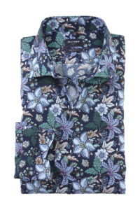 Koszula OLYMP Luxor modern fit / Granatowa w kwiaty/ Global Kent / 12734445