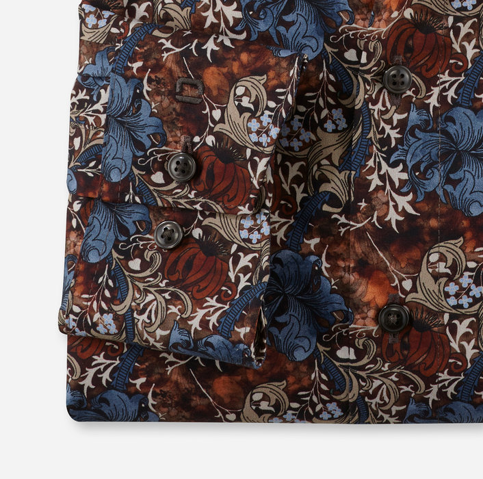 Koszula OLYMP Luxor comfort fit / Brązowo-niebieskie kwiaty/ New Kent / 10094428