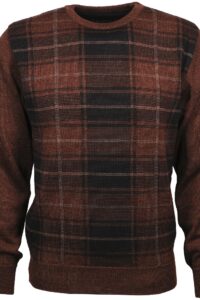 Sweter O-neck Monte Carlo 223-61440  Brązowy w kratkę