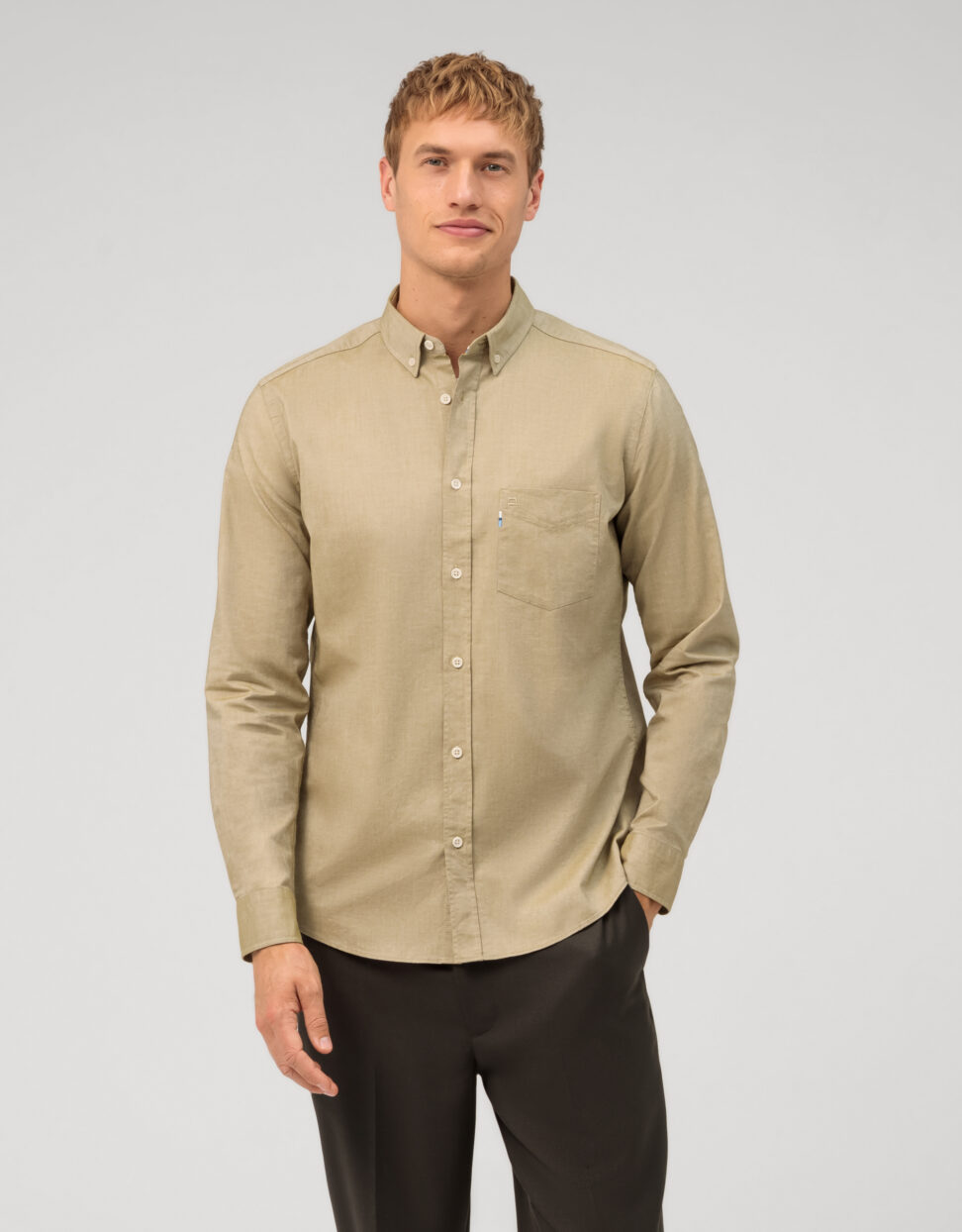 Koszula OLYMP Casual regular fit /  Khaki / Button-down / 40084426