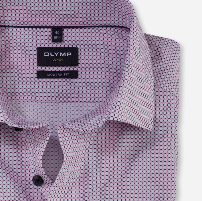 Koszula OLYMP Luxor modern fit /  Różowe wzorki / Global Kent / SKW12065430