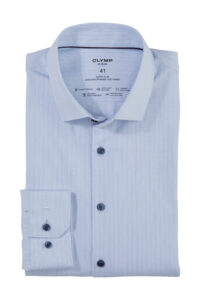 Koszula OLYMP No. Six, 24/Seven super slim / Błękitne prążki/  Kent / 25645411