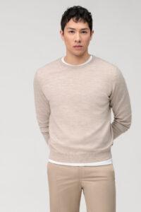 Sweter O-neck  Olymp Modern Casual  / Beżowy / 01501120/ wełna merynos