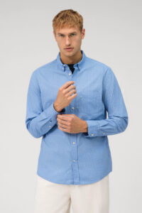 Koszula OLYMP Casual regular fit / Niebieska we  wzorki/  Button-down /  40985411