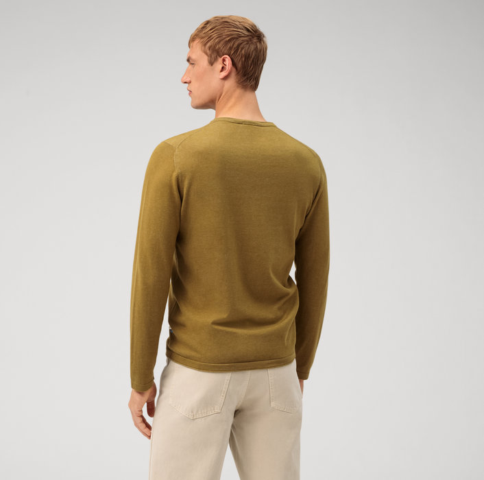 Sweter O-neck  Olymp Casual body fit / Miodowy /53558525/ bawełna