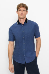 Koszula OLYMP Casual regular fit / Granatowa / Polo collar / 40381218 krótki rękaw